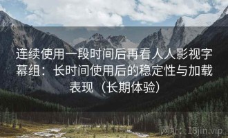 连续使用一段时间后再看人人影视字幕组：长时间使用后的稳定性与加载表现（长期体验）
