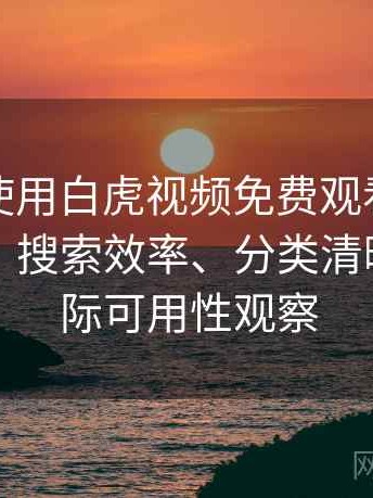 第一次使用白虎视频免费观看时的真实感受：搜索效率、分类清晰度与实际可用性观察