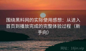 围绕黑料网的实际使用感想：从进入首页到播放完成的完整体验过程（新手向）