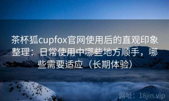 茶杯狐cupfox官网使用后的直观印象整理：日常使用中哪些地方顺手，哪些需要适应（长期体验）
