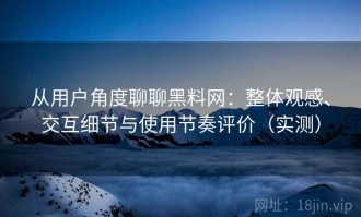从用户角度聊聊黑料网：整体观感、交互细节与使用节奏评价（实测）
