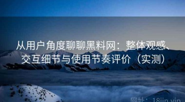 从用户角度聊聊黑料网：整体观感、交互细节与使用节奏评价（实测）